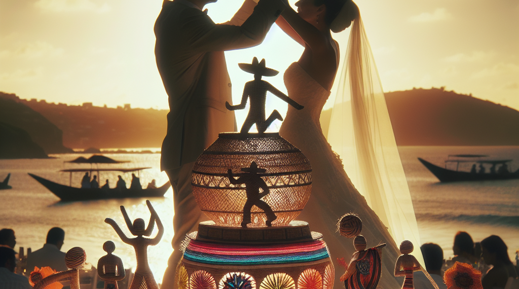 Esta creativa pareja rindió homenaje a la artesanía local con su boda en el Pacífico mexicano
