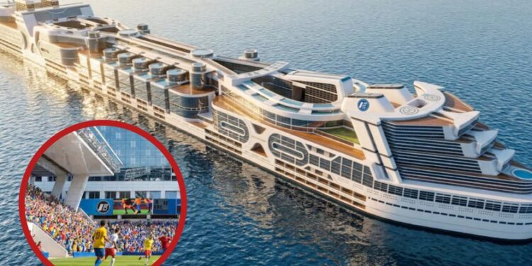 Este barco es siete veces más grande que el Titanic, tiene hoteles, tranvía y estadio de fútbol. También es el proyecto más loco y caro de la historia de los cruceros