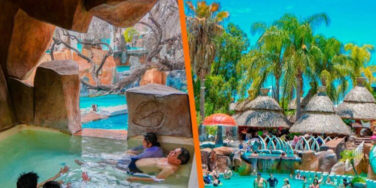 Siéntete en la playa en este balneario en Hidalgo: tiene ambientación como de los “Picapiedras”, aguas termales, toboganes y descuento con INAPAM