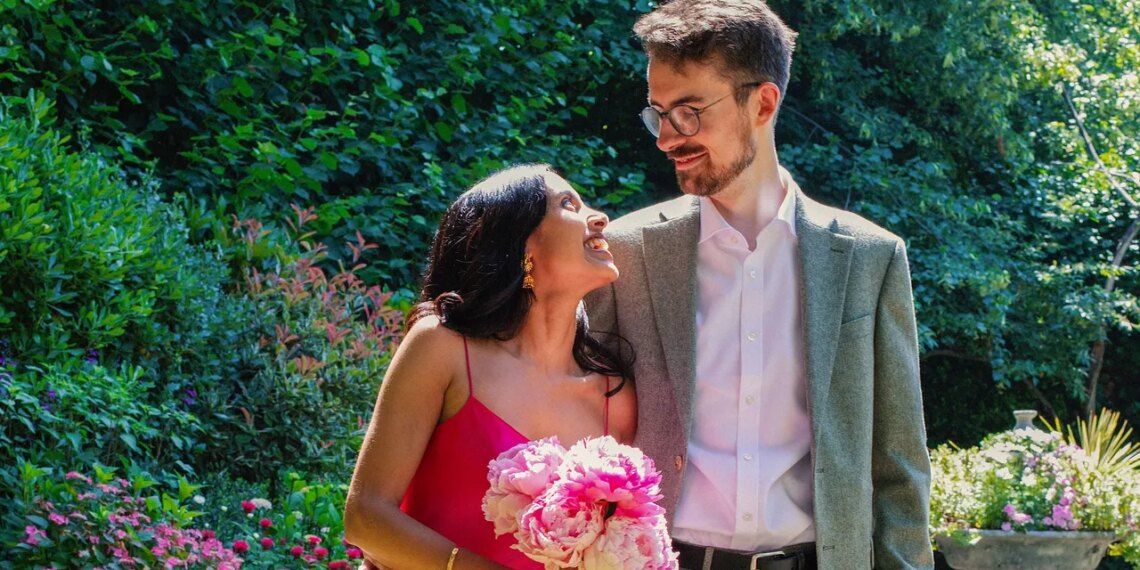 This British Vogue Editor’s Pink Wedding Dress and Heirloom Jewelry Nodded to Her Bengali Roots