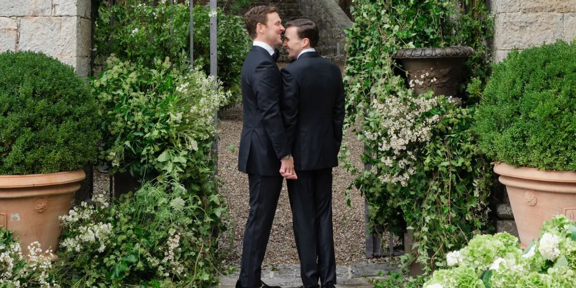 The Grooms Wore Matching Tom Ford Tuxedos for Their Wedding in a 12th-Century Tuscan Hamlet