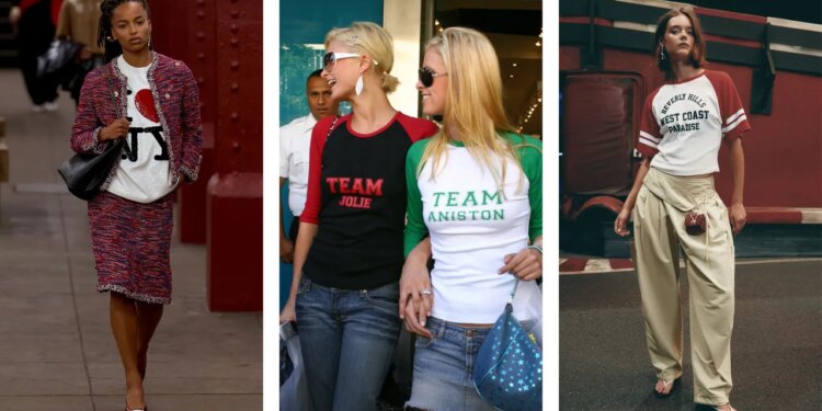 6 blusas gráficas que regresan de los 2000 para combinar con jeans, mini faldas y pantalones de moda en verano 2026