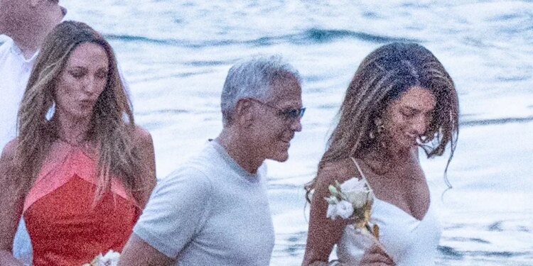 Amal and George Clooney See Out Euro Summer in Matching Bright Whites