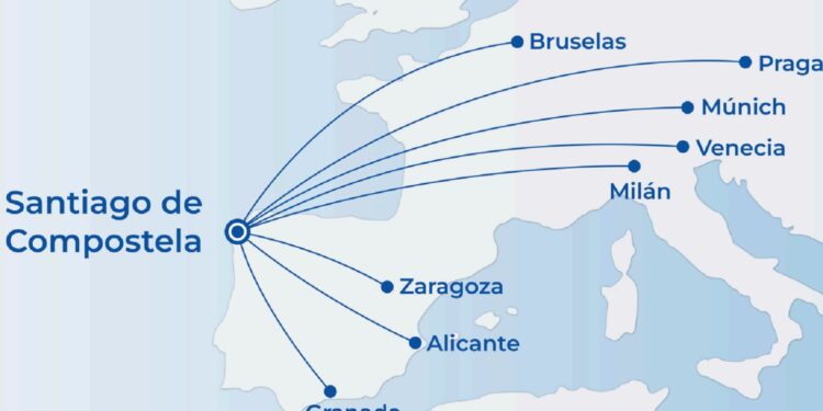 FLY2GALICIA amplía las conexiones de Santiago con ocho destinos de España y Europa