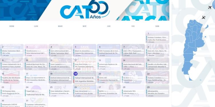 CAT lanzó un calendario turístico para concentrar la agenda de eventos de todo el país