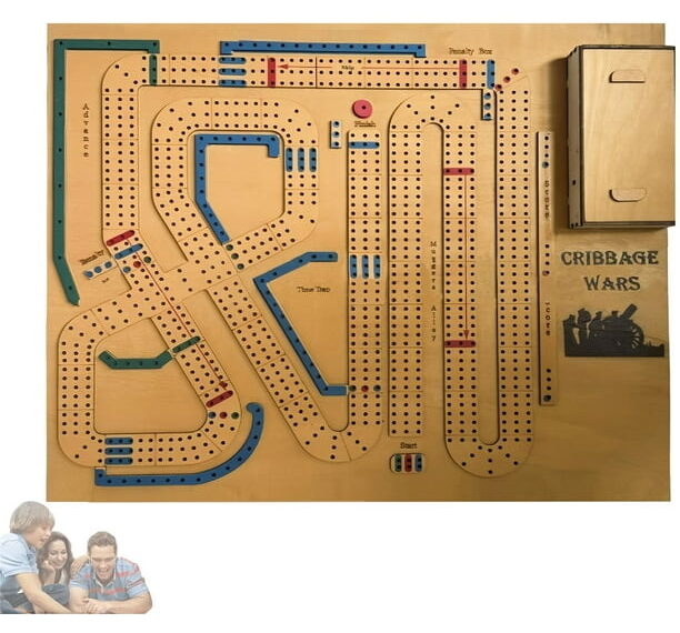 Tablero De Cribbage De Madera Portátil – Juego Completo Con Cartas Y Fichas, Ideal Para Viajes Y Noches De Juego En Familia, 37.5x9.5x1.8 Cm