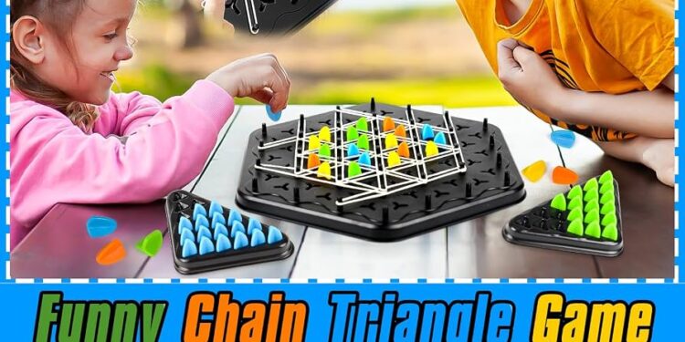 Chain Triangle Game – Juego De Mesa De Estrategia Con Gomas