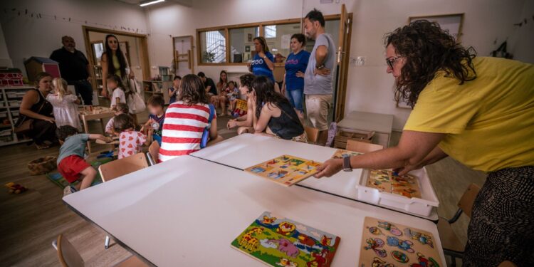 Una clase del instituto escuela Tramuntana, en Barcelona, en el inicio del curso escolar de este septiembre.