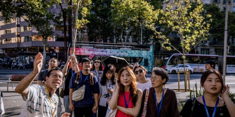 Turistas en Barcelona.