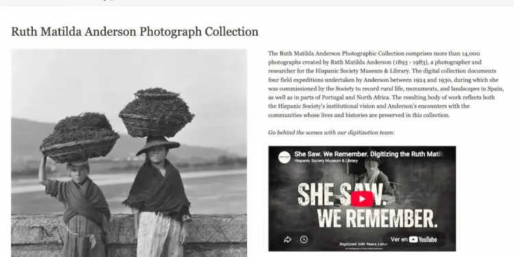 El legado fotográfico de Ruth Matilda Anderson en sus viajes por España hace un siglo, ahora disponible en la Web