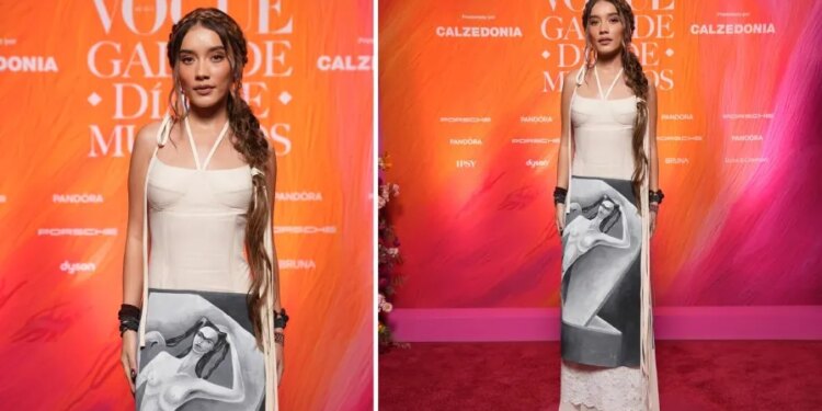 Kass Quezada conquistó con un vestido pintado a mano en honor a Frida Kahlo y Aurora Reyes para la Gala Vogue de Día de Muertos 2026