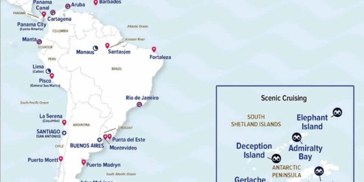 Princes Cruises presenta su ampliado 2028-2029 Americas Season