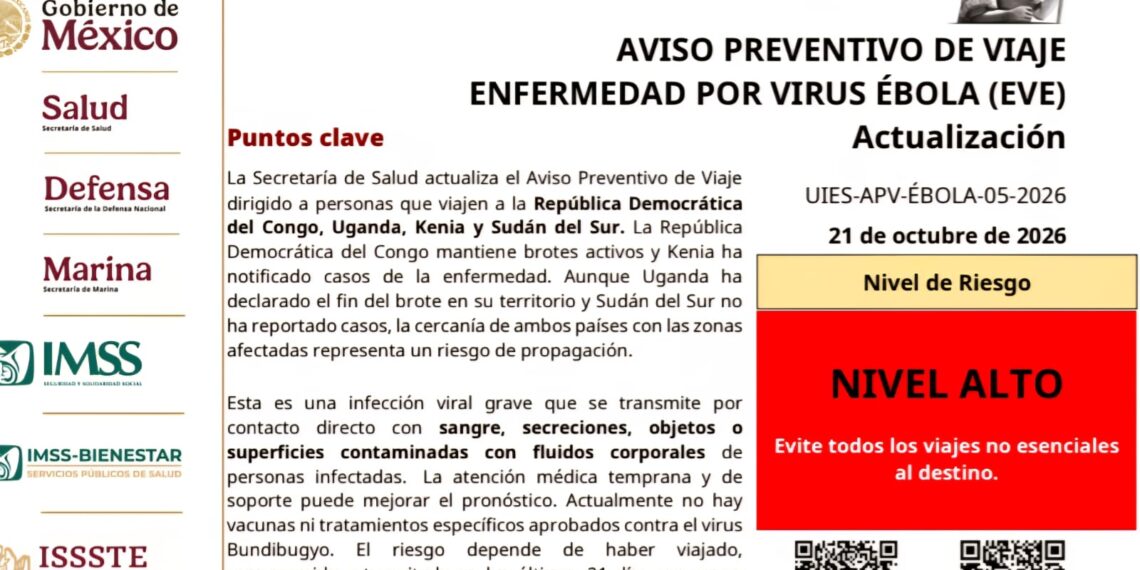 Piden evitar viajes a países de África por alerta de ébola