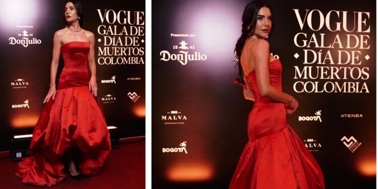 Valentina Ferrer deslumbra en la Gala Vogue de Día de Muertos Colombia 2026 con vestido rojo vintage y zapatos negros de tacón